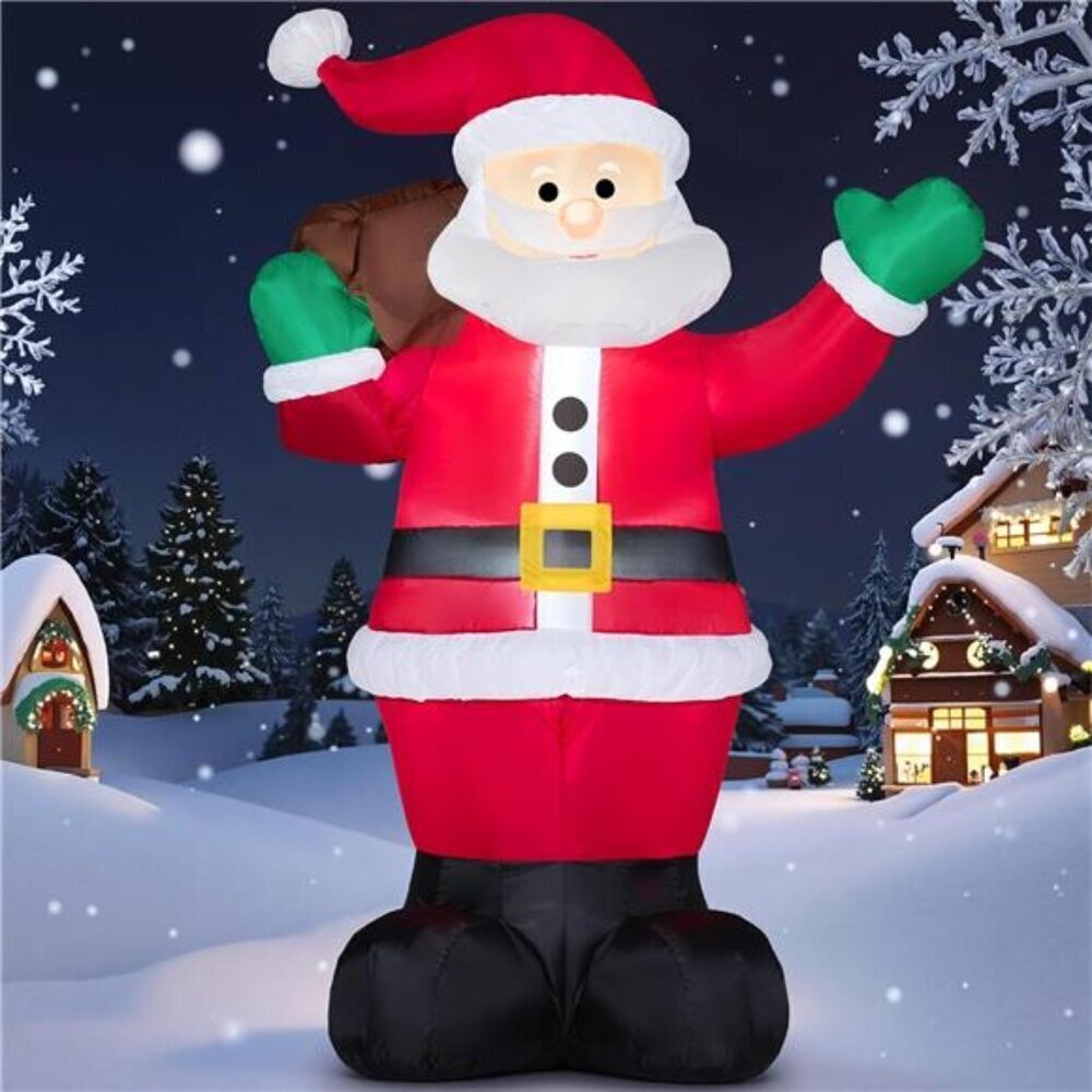 6 FT Christmas Inflatable Santa with Gift Bag, Blow Up Xmas Inflatable